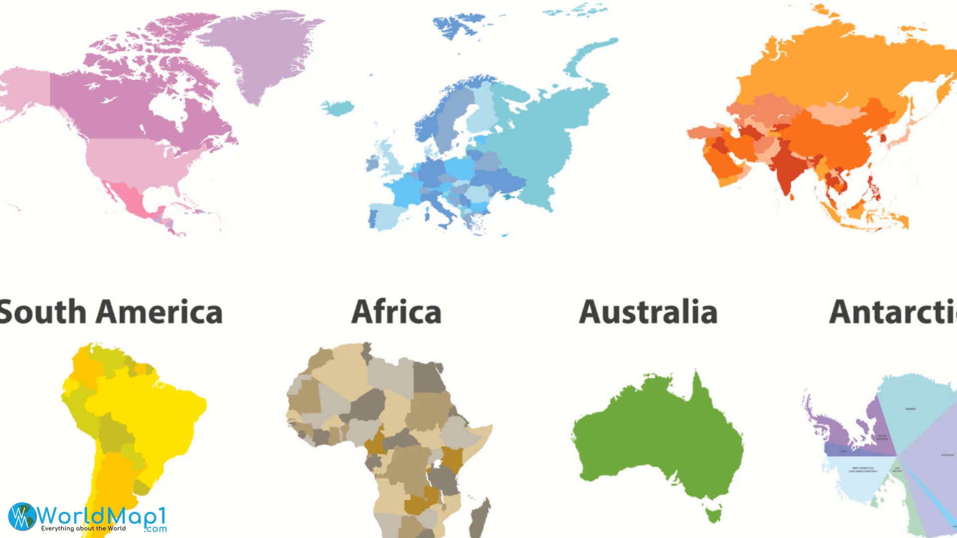 Antarctica and Continents Map